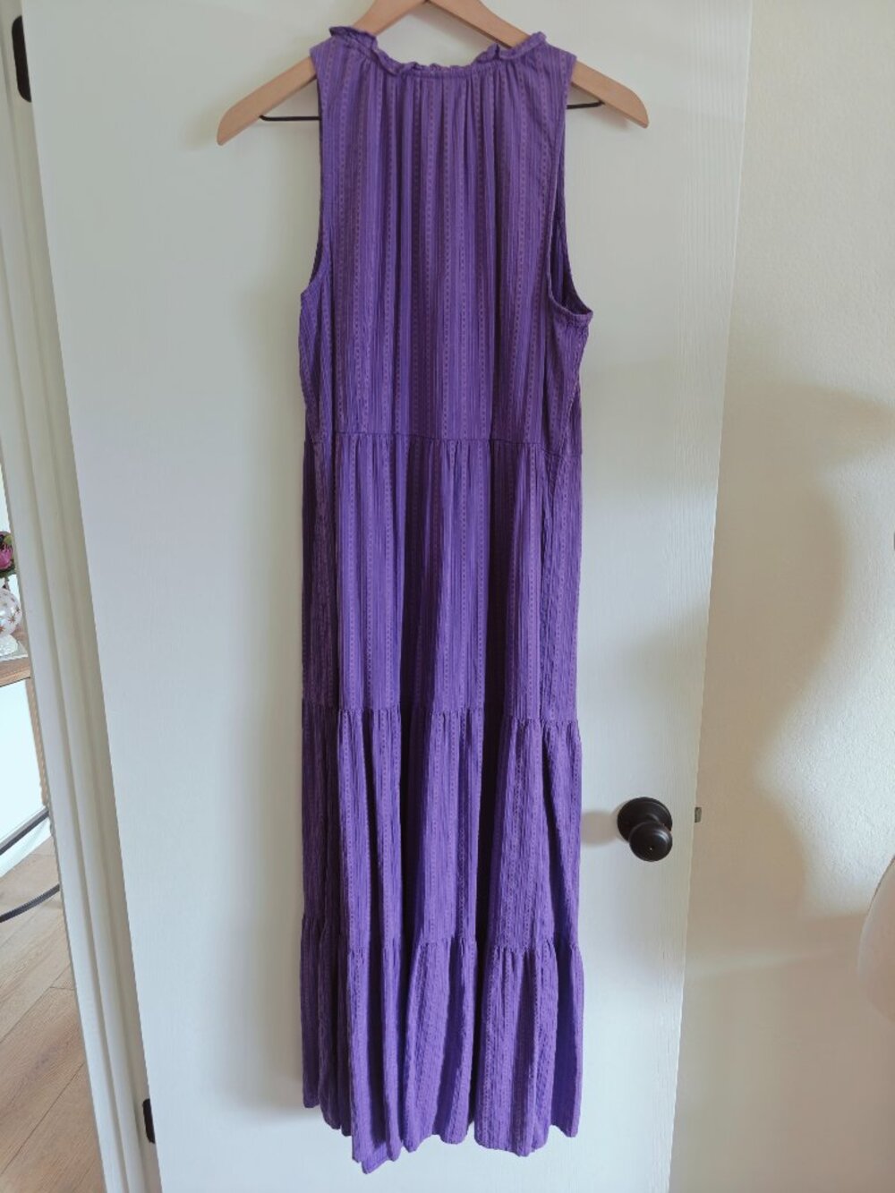 J.Jill Purple Cotton Sleeveless Tiered Button Front Maxi Dress Sz. M - Picture 4 of 8